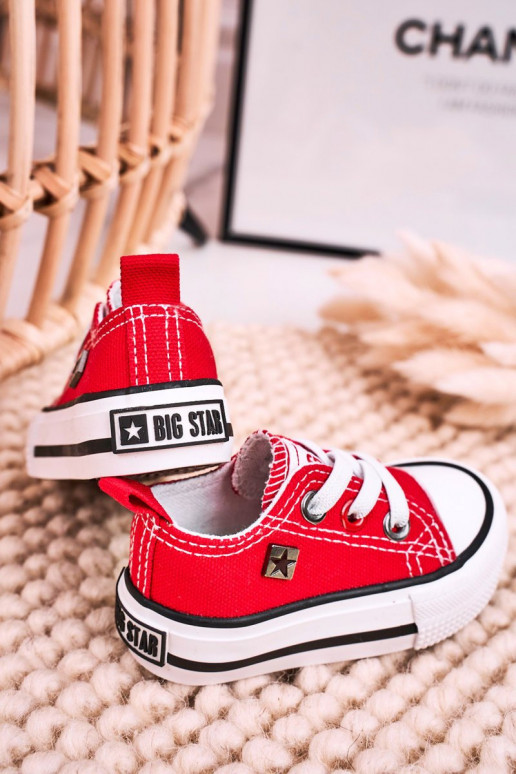 Tênis modelo clássico infantil com sola plana BIG STAR HH374196 vermelho