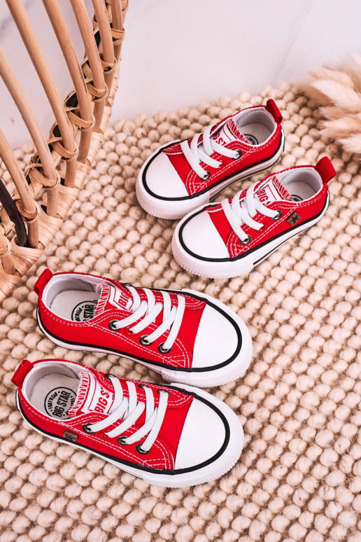 Tênis modelo clássico infantil com sola plana BIG STAR HH374196 vermelho