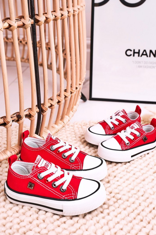 Tênis modelo clássico infantil com sola plana BIG STAR HH374196 vermelho