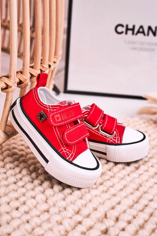 Calçado infantil de lazer com fechos adesivos BIG STAR HH374202 vermelho