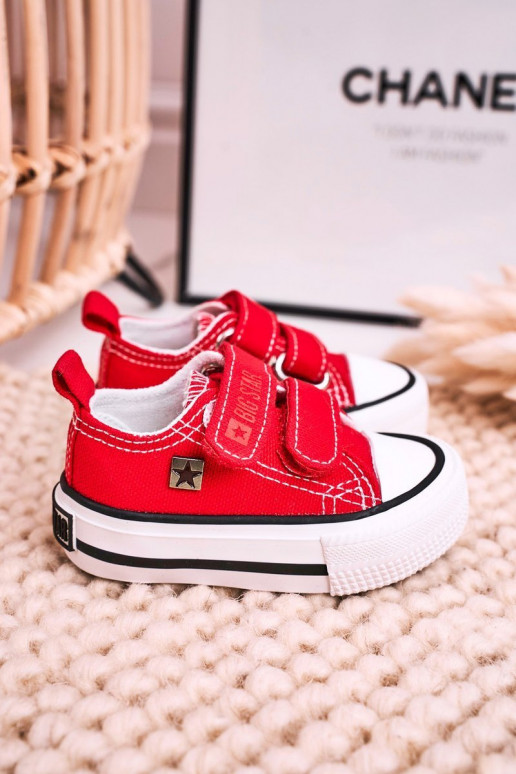 Calçado infantil de lazer com fechos adesivos BIG STAR HH374202 vermelho
