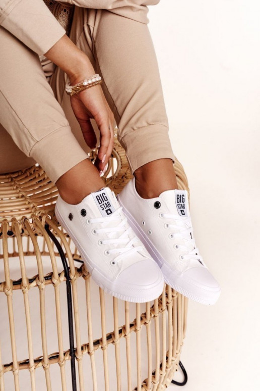 Tênis modelo clássico de sola plana BIG STAR AA274010 cor branca