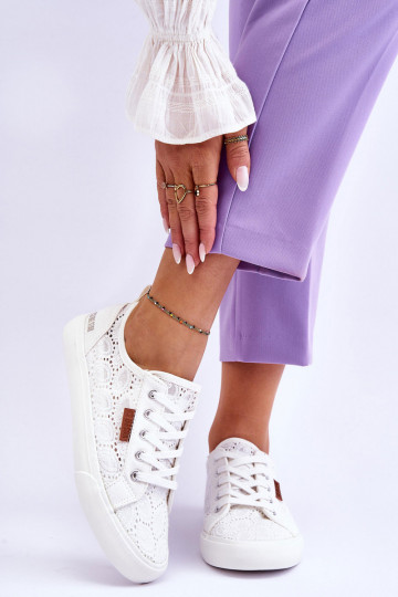 com motivos de renda Tênis BIG STAR W274925 cor branca