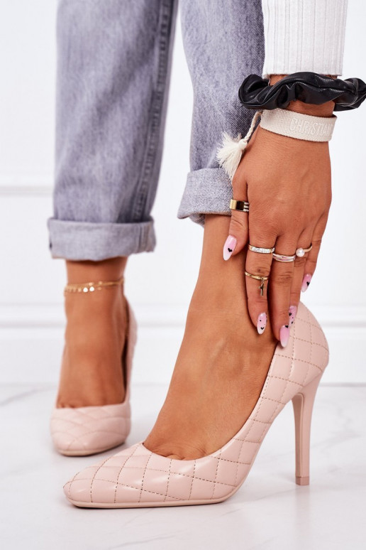 Sapatos acolchoados de salto alto estilo elegante bege Rosanna Sapatos acolchoados de salto alto estilo elegante bege Rosanna