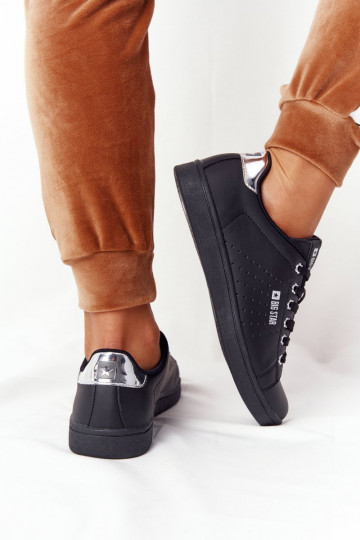 Tênis de couro natural BIG STAR DD274586 Preto e prata 2