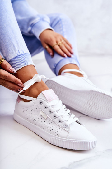 Tênis de couro natural BIG STAR HH274073 cor branco-rosa