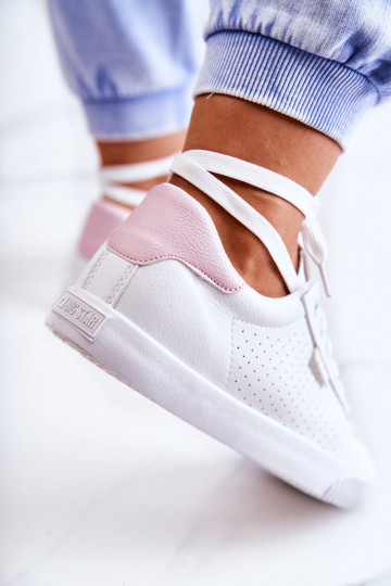 Tênis de couro natural BIG STAR HH274073 cor branco-rosa 2