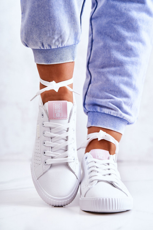 Tênis de couro natural BIG STAR HH274073 cor branco-rosa