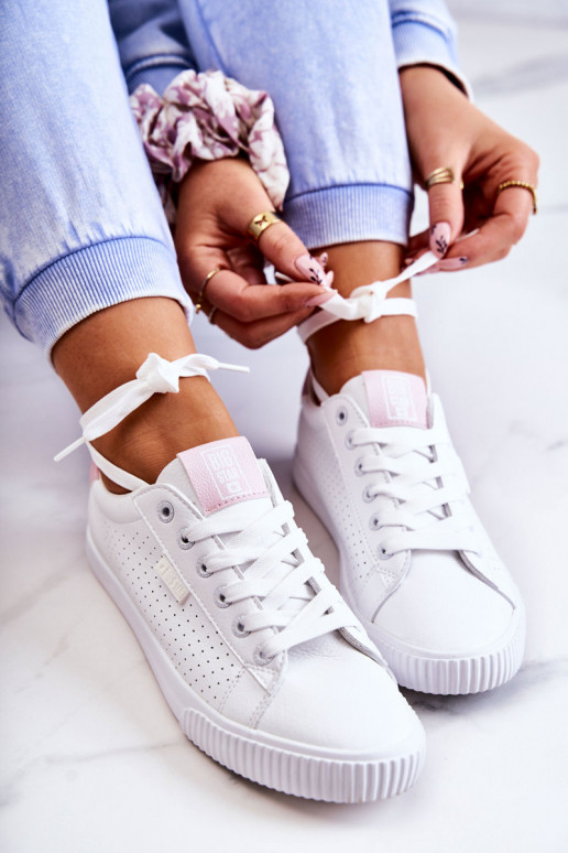 Tênis de couro natural BIG STAR HH274073 cor branco-rosa