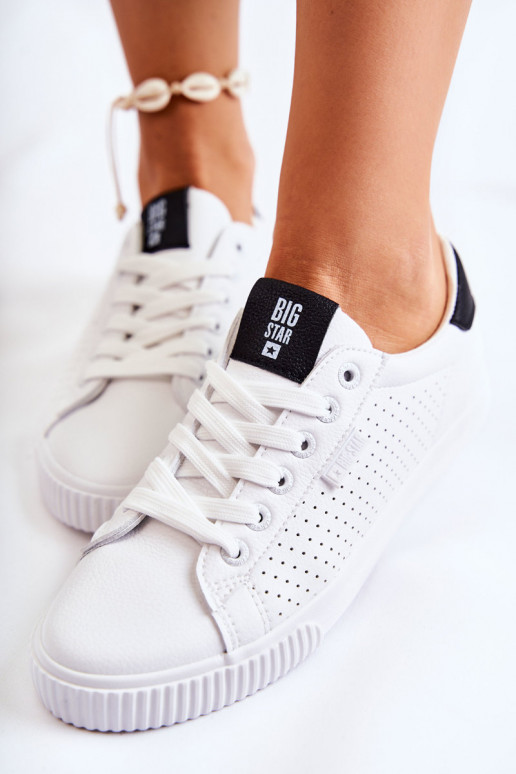 Tênis de couro natural BIG STAR HH274071 Branco-preto Tênis de couro natural BIG STAR HH274071 Branco-preto