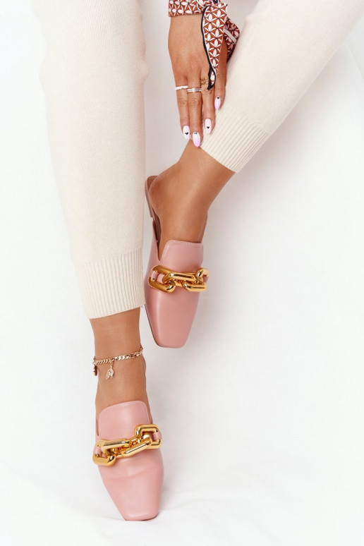 Chinelos rosa Call On Me com salto corrente Chinelos rosa Call On Me com salto corrente