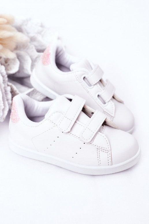 Tênis infantil com fechos adesivos cor branco-rosa Cute Girl Tênis infantil com fechos adesivos cor branco-rosa Cute Girl