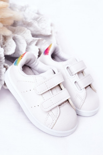 Tênis infantil com fechos adesivos cor arco-íris branco Cute Girl 2
