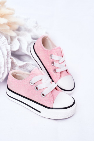 Sapatos casuais infantis com glitter na cor rosa Bling-Bling