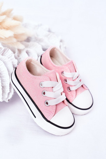 Sapatos casuais infantis com glitter na cor rosa Bling-Bling 2