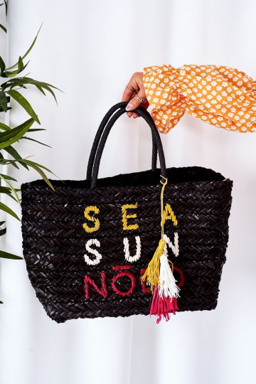 Bolsa de praia trançada NOBO XK0410 preta