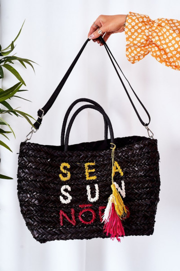 Bolsa de praia trançada NOBO XK0410 preta 2