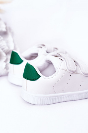 Tênis infantil com fechos adesivos Cor branco e verde Califórnia 2