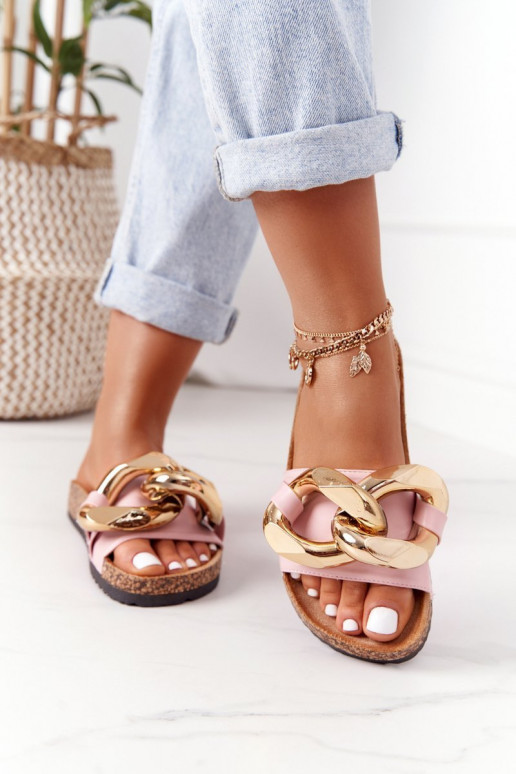 Chinelos com correntes na cor rosa Last Dance Chinelos com correntes na cor rosa Last Dance