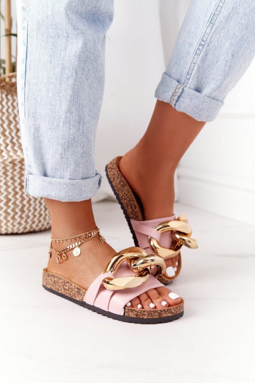 Chinelos com correntes na cor rosa Last Dance Chinelos com correntes na cor rosa Last Dance