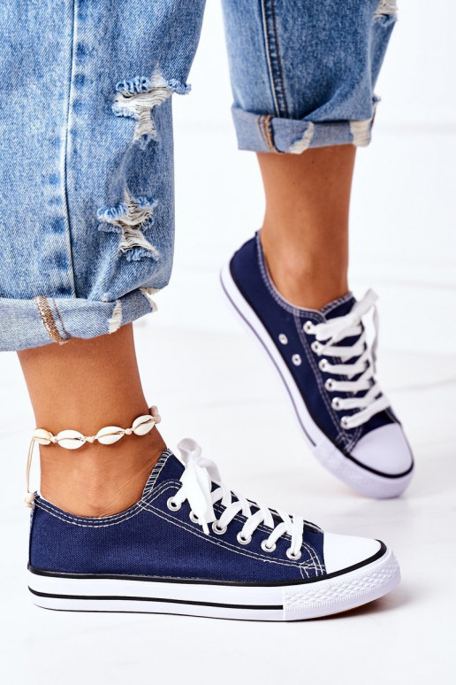 Sapatos casuais de modelo clássico na cor azul escuro Sapatos casuais de modelo clássico na cor azul escuro