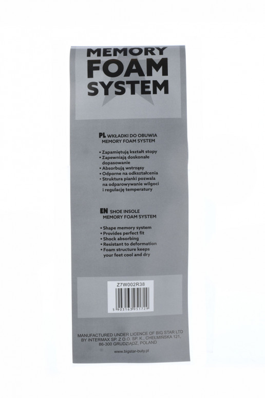 Palmilhas de sapato BIG STAR Memory Foam System 2 pares