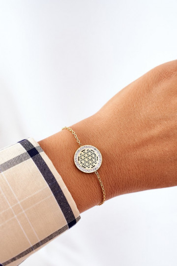 Pulseira com olhos brilhantes na cor dourada