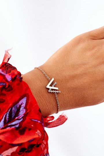 Pulseira com corrente com olhos brilhantes na cor ouro rosa