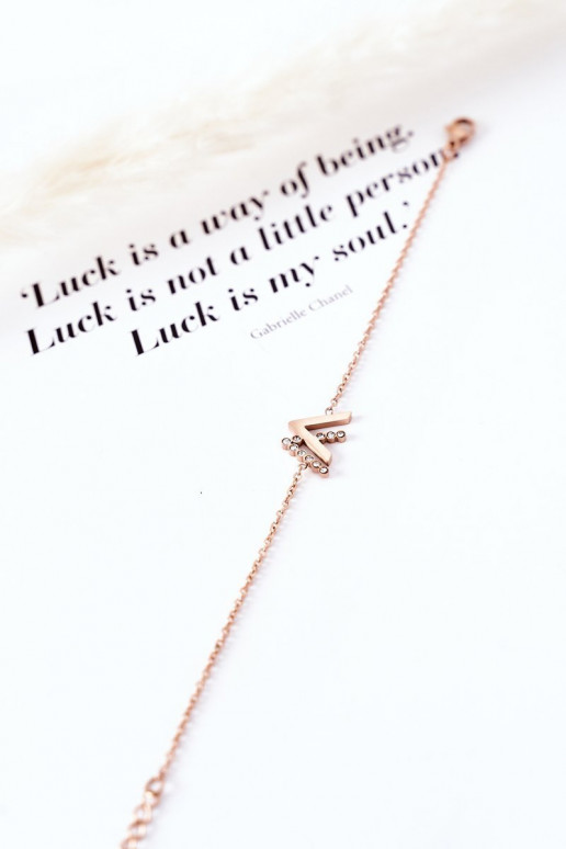 Pulseira com corrente com olhos brilhantes na cor ouro rosa