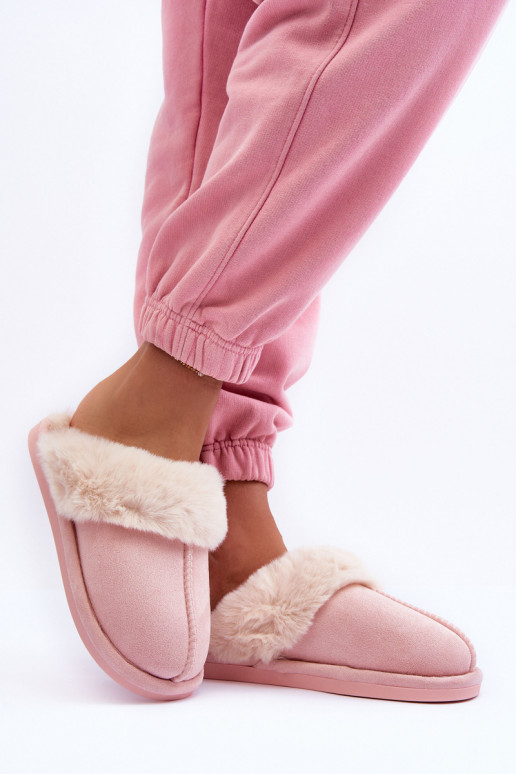 Chinelos com pelo rosa Pinky