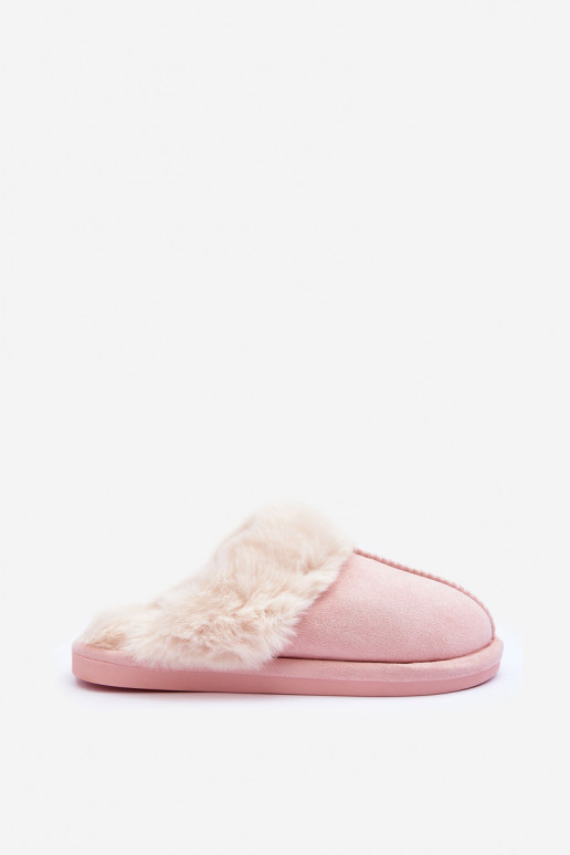 Chinelos com pelo rosa Pinky