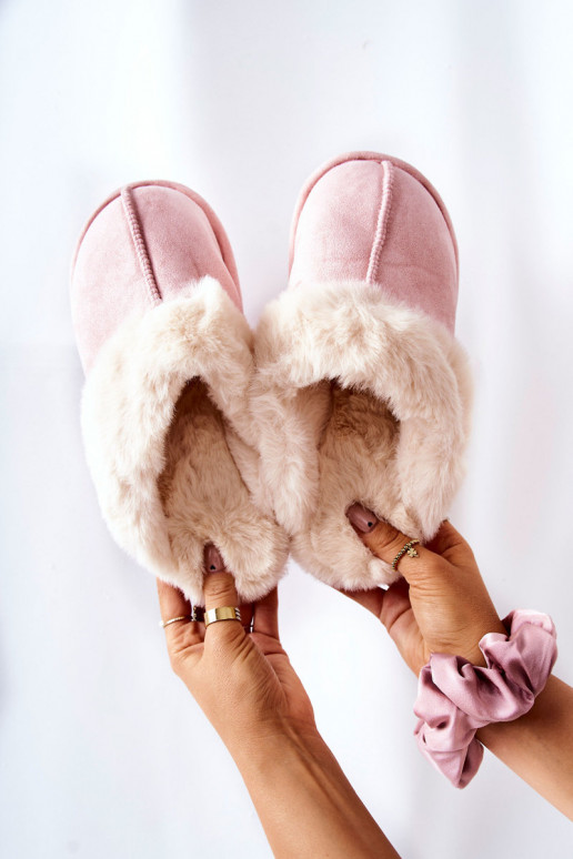 Chinelos com pelo rosa Pinky