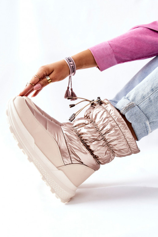 botas de neve aquecidas com zíperes na cor dourada Starbone botas de neve aquecidas com zíperes na cor dourada Starbone