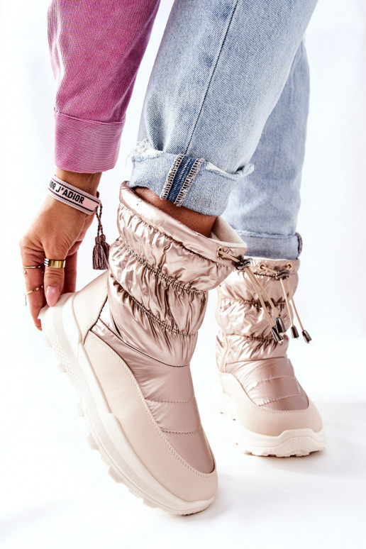 botas de neve aquecidas com zíperes na cor dourada Starbone botas de neve aquecidas com zíperes na cor dourada Starbone