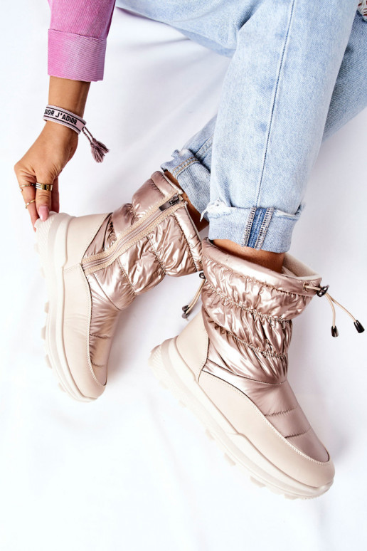 botas de neve aquecidas com zíperes na cor dourada Starbone botas de neve aquecidas com zíperes na cor dourada Starbone