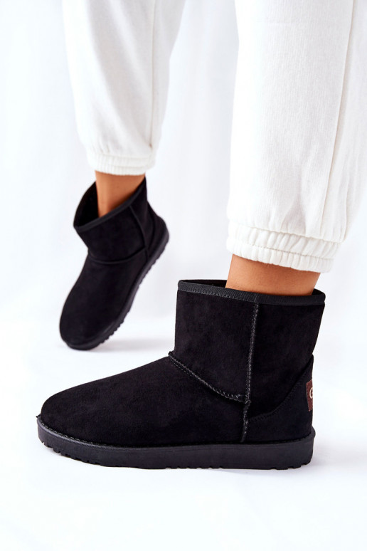 botas de neve aquecidas com pele por dentro na cor preta Vicandi