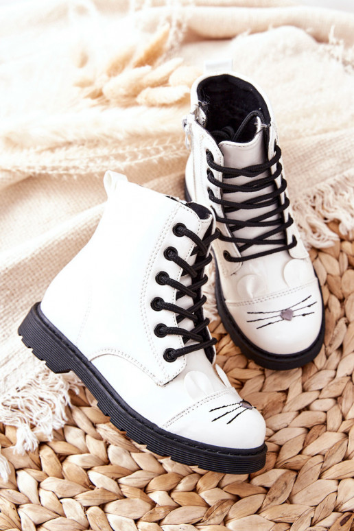 botas aquecidas com zíper em Mousie branco