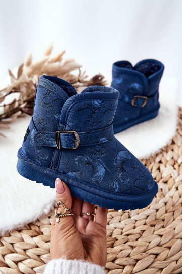 Botas infantis de neve com pêlo em azul escuro Kawai
