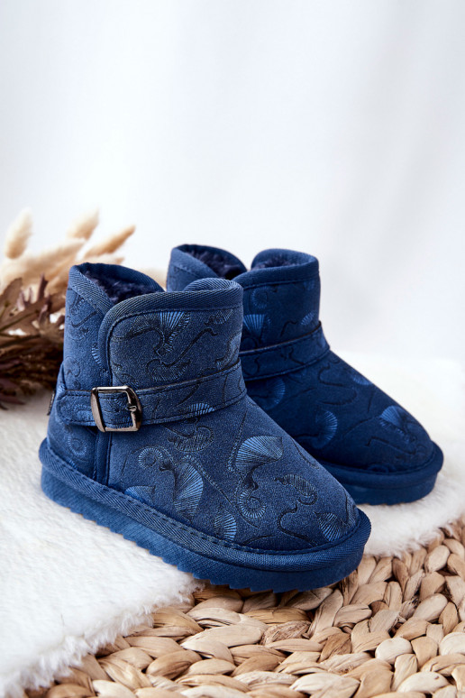 Botas infantis de neve com pêlo em azul escuro Kawai
