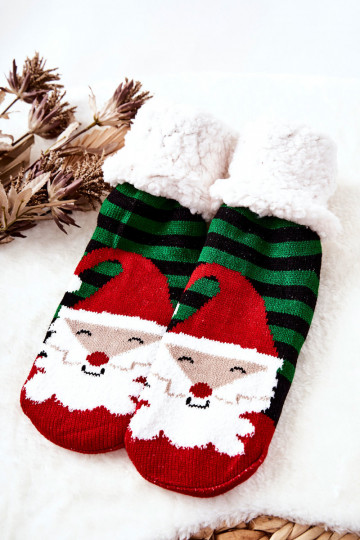 Meias Longas de Natal Papai Noel Pretas e Verdes