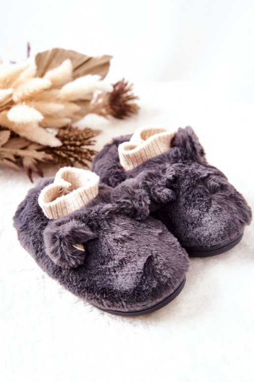 Chinelos aquecidos com fecho pull-on na cor cinza Dessi Chinelos aquecidos com fecho pull-on na cor cinza Dessi