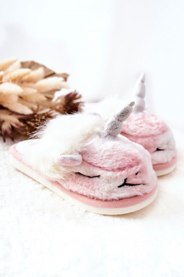 Chinelos aquecidos cor branco-rosa Ronee