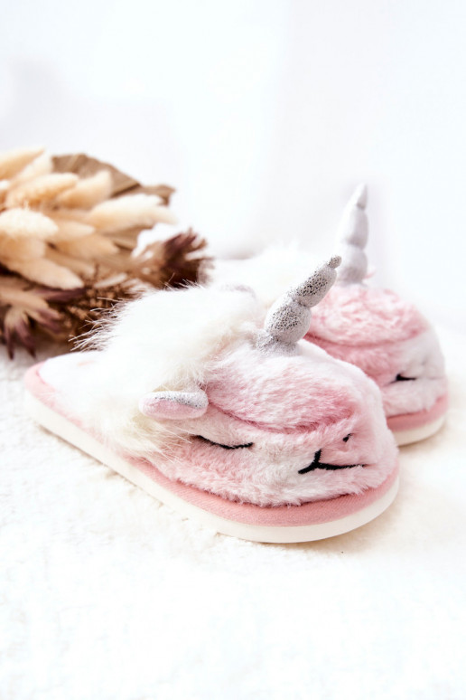 Chinelos aquecidos cor branco-rosa Ronee