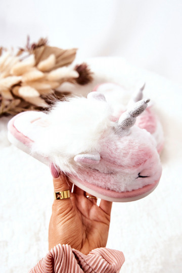 Chinelos aquecidos cor branco-rosa Ronee 2