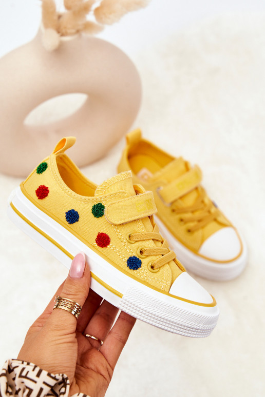 Calçado casual infantil com fechos adesivos BIG STAR JJ374056 cor amarela