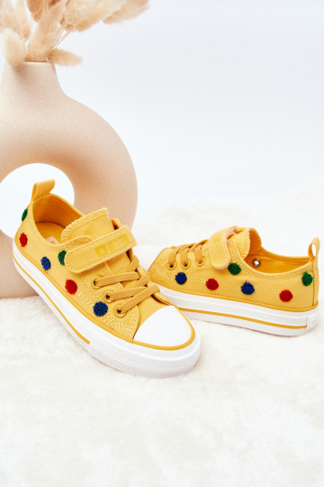Calçado casual infantil com fechos adesivos BIG STAR JJ374056 cor amarela 2
