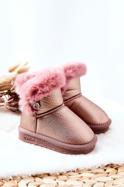 botas de neve aquecidas com pelo na cor rosa Bessie botas de neve aquecidas com pelo na cor rosa Bessie