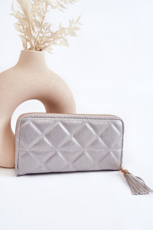 Carteira Grande Costurada Prata Jeffrey Carteira Grande Costurada Prata Jeffrey