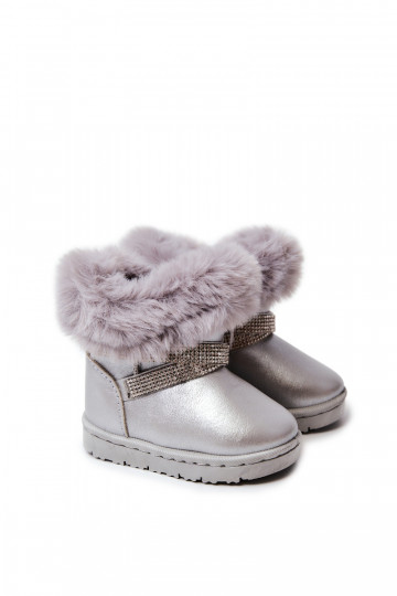 Botas de neve infantis com olhos brilhantes na cor prata Hollee 2