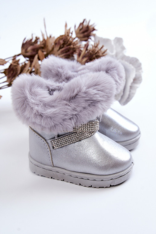 Botas de neve infantis com olhos brilhantes na cor prata Hollee